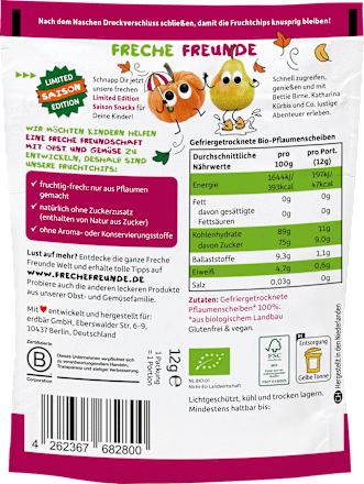 Kindersnack Fruchtchips Pflaume, ab 3 Jahren Freche Freunde