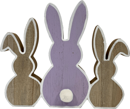 Holzaufsteller, Hasenreihe, natur/lila Dekorieren & Einrichten