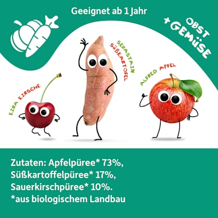 Quetschie Apfel, Sauerkirsche mit Süßkartoffel ab 6 Monaten  Freche Freunde