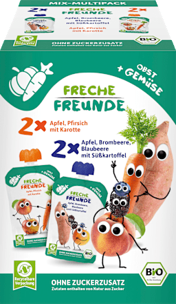 Quetschie Obst & Gemüse ab 6 Monaten, (4x100 g) Freche Freunde