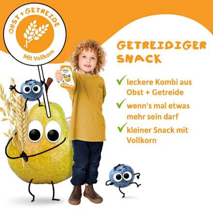 Quetschie Apfel, Erdbeere, Himbeere mit Grieß Freche Freunde