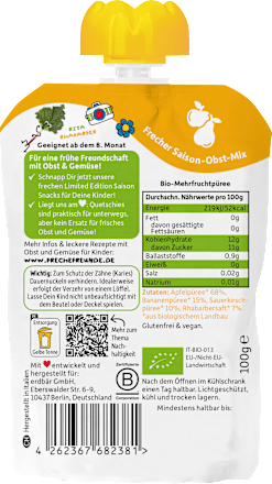 Quetschie Apfel, Banane, Kirsche & Rhabarber, ab 8 Monaten Freche Freunde