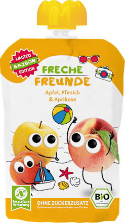 Quetschie Apfel, Pfirsich, Aprikose, ab 6 Monaten Freche Freunde