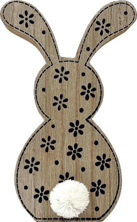 Holzhase mit Blümchenmuster, natur-schwarz Dekorieren & Einrichten