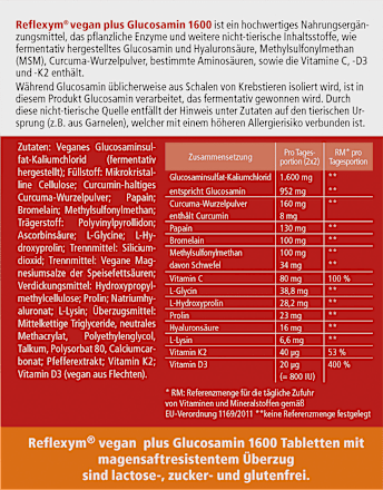Reflexym vegan plus Glucosamin 1600 Madaus & Lauscher