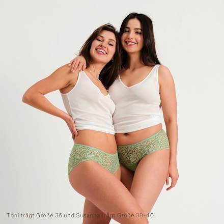 Periodenunterwäsche Hipser Allover Lace Bright Sage, Gr. 32-34 ooia