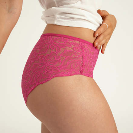 Periodenunterwäsche Hipser Allover Lace Hot Pink, Gr. 50-52 ooia