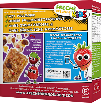 Fruchtriegel Beere & Haselnuss, ab 3 Jahren, (6x26 g) Freche Freunde