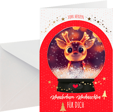 Grußkarte Weihnachten mit Schneekugeleffekt CACTUS