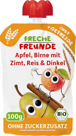 Quetschie Apfel, Birne mit Zimt, Reis & Dinkel ab 6 Monaten  Freche Freunde