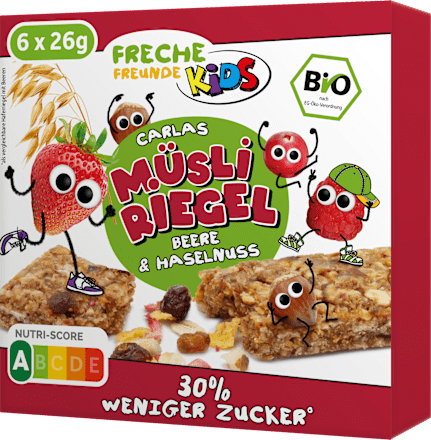 Fruchtriegel Beere & Haselnuss, ab 3 Jahren, (6x26 g) Freche Freunde