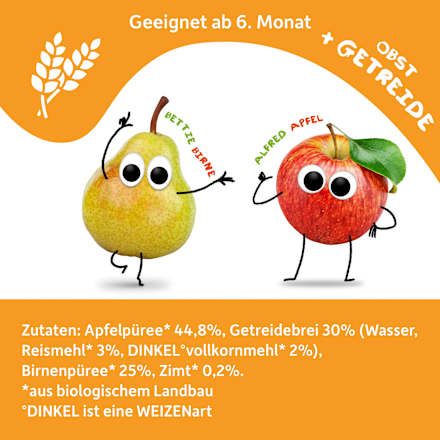 Quetschie Apfel, Birne mit Zimt, Reis & Dinkel ab 6 Monaten  Freche Freunde