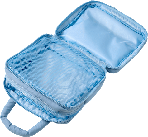 Kulturbeutel blau mit Henkel Vito & Joe