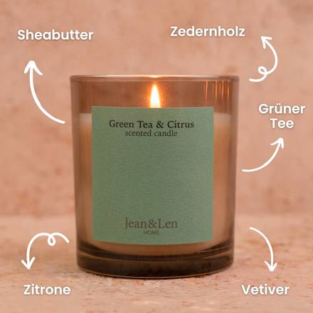 Duftkerze im Glas Fresh Green Tea & Citrus (195 g) Jean&Len