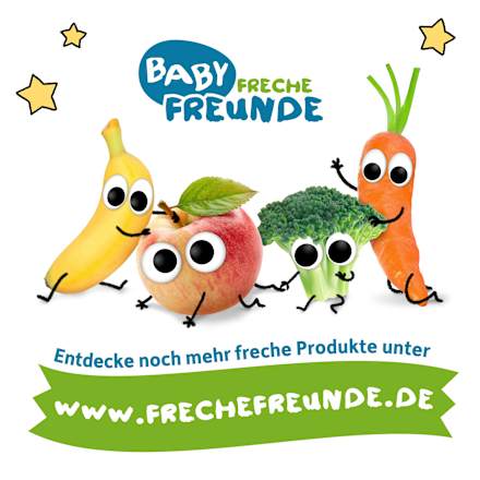 Morgenbrei Joghurt, Banane, Erdbeere, Blaubeere mit Hafer ab 10 Monaten Freche Freunde