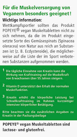 Popeye vegane Muskeltabletten 60 St Madaus & Lauscher