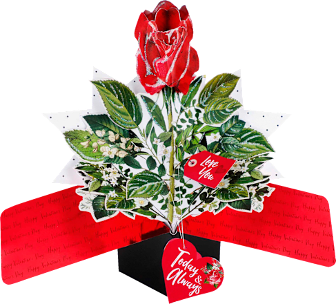 Grußkarte PopUp Valentinstag Premium Rose CACTUS