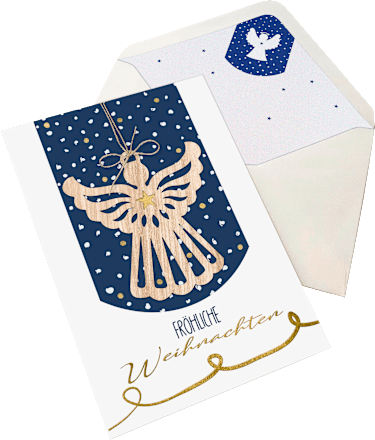 Grußkarte Weihnachten mit Anhänger Engel CACTUS