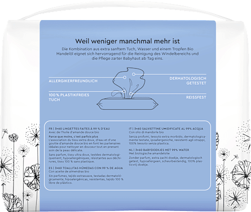 Feuchttücher mit 99 % Wasser (3x60 St) Lillydoo