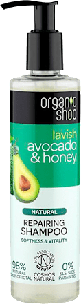 Shampoo riparatore all'avocado bio e miele bio  organic shop