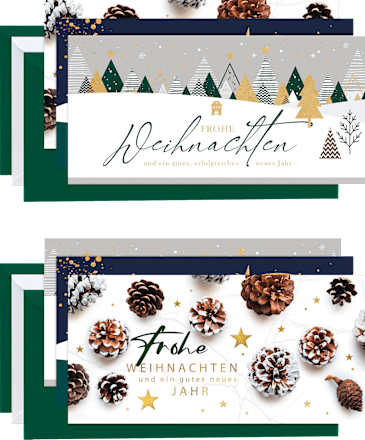 Grußkarten-Set mit Weihnachtsmotiven in grün CACTUS