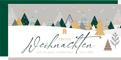 Grußkarten-Set mit Weihnachtsmotiven in grün CACTUS