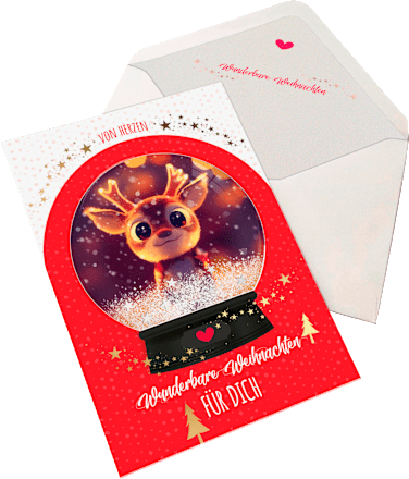 Grußkarte Weihnachten mit Schneekugeleffekt CACTUS