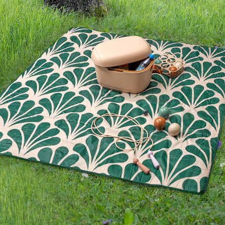 Picknickdecke, florales Design, grün/beige (140x140 cm) keine Marke