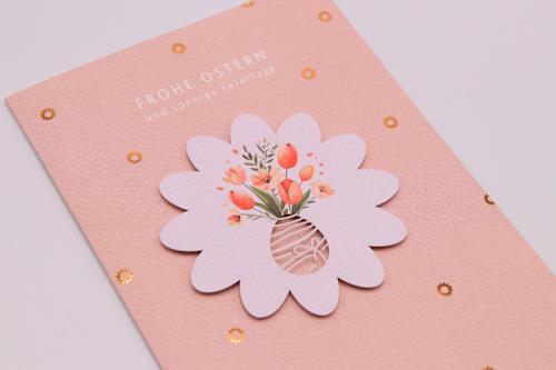 Grußkarte Ostern Lasercut Blume CACTUS