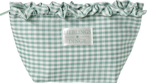 Kosmetiktasche grün/weiß Karomuster "Lieblingsdinge" Vito & Joe
