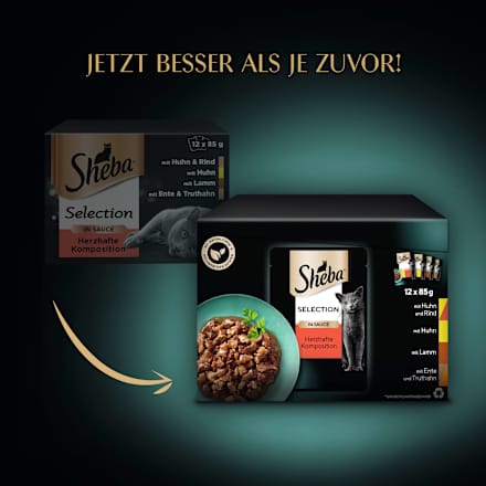 Nassfutter Katze, herzhafte Komposition - Selection in Sauce, Multipack (12x85 g) Sheba