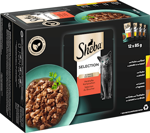 Nassfutter Katze, herzhafte Komposition - Selection in Sauce, Multipack (12x85 g) Sheba