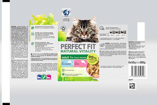 Nassfutter Katze mit Hochseefisch & Lachs, natural vitality, Multipack (6x50 g) PERFECT FIT