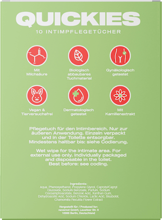 Intimpflegetücher Quickies nevernot