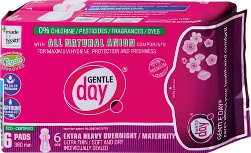 Popôrodné nočné aniónové vložky Extra Heavy Postpartum GentleDay