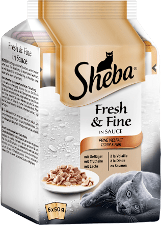 Nassfutter für Katzen, Fresh&Fine Feine Vielfalt (MSC), Multipack 6x50g Sheba