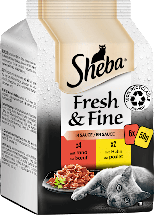 Nassfutter Katze Rind & Huhn, fresh & fine Multipack (6x50 g) Sheba