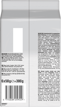 Nassfutter Katze mit Huhn & Truthahn, natural vitality, Multipack (6x50 g) PERFECT FIT