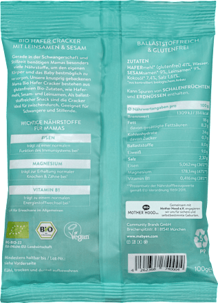 Cracker Mama Hafer Leinsamen & Sesam  Mabyen