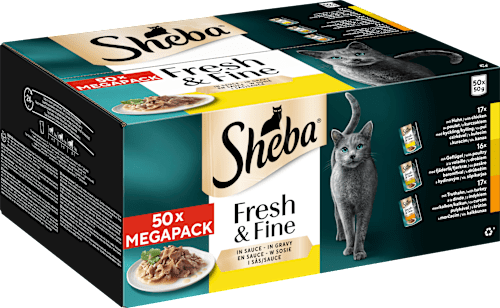 Nassfutter Katze Geflügel in Sauce, fresh & fine Megapack (50x50 g) Sheba