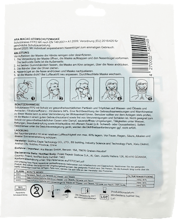 FFP2 Atemschutzmaske, schwarz ARA MACAO