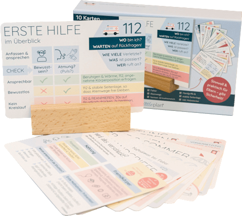 Erste-Hilfe-Karten mit Holzständer littleplan