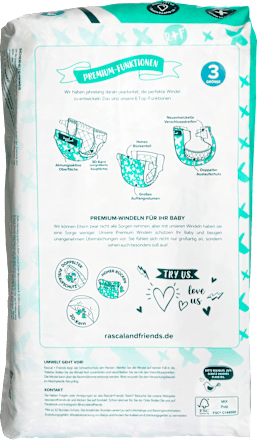 Windeln Premium Gr. 3 (6-11 kg) Rascal+Friends