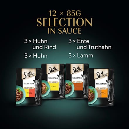 Nassfutter Katze, herzhafte Komposition - Selection in Sauce, Multipack (12x85 g) Sheba