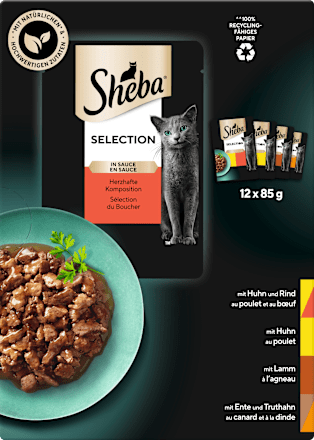 Nassfutter Katze, herzhafte Komposition - Selection in Sauce, Multipack (12x85 g) Sheba