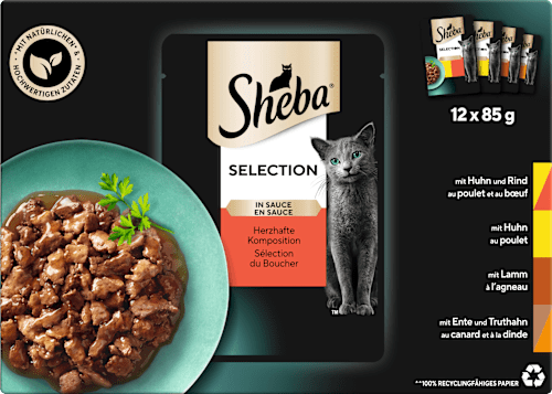 Nassfutter Katze, herzhafte Komposition - Selection in Sauce, Multipack (12x85 g) Sheba