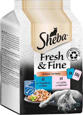 Nassfutter Katze mit Lachs & Thunfisch, fresh & fine Multipack (6x50 g) Sheba