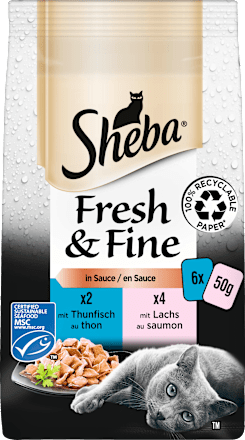Nassfutter Katze mit Lachs & Thunfisch, fresh & fine Multipack (6x50 g) Sheba