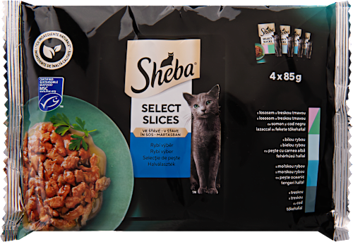 Alutasakos macskaeledel Select Slices, halválaszték Sheba