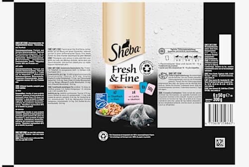 Nassfutter Katze mit Lachs & Thunfisch, fresh & fine Multipack (6x50 g) Sheba